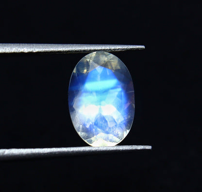 Natural Multi-Fire  Rainbow Moonstone 1.77 Carat 9.5x6.4 MM Oval Shape Faceted Gemstone