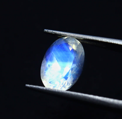 Natural Multi-Fire  Rainbow Moonstone 1.77 Carat 9.5x6.4 MM Oval Shape Faceted Gemstone