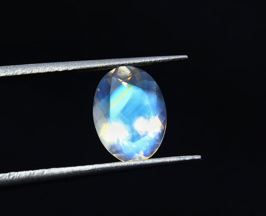 Natural Multi-Fire  Rainbow Moonstone 1.56 Carat 9x6.7 MM Oval Shape Faceted Gemstone