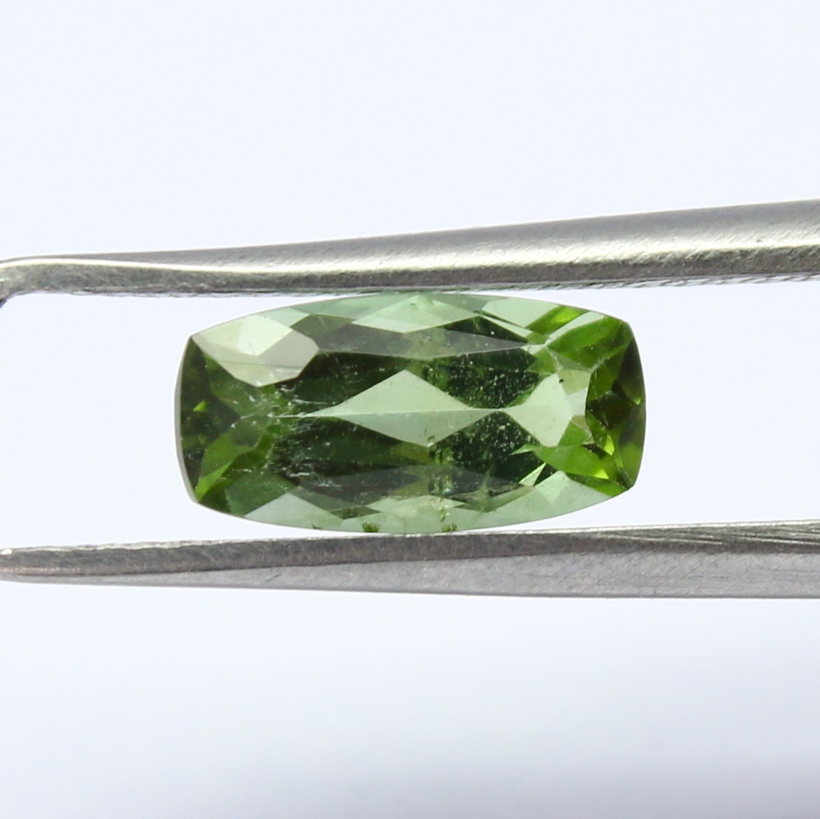 Natural Green Tourmaline 1.48 Carat 10x5 MM Cushion Shape Faceted Gemstone