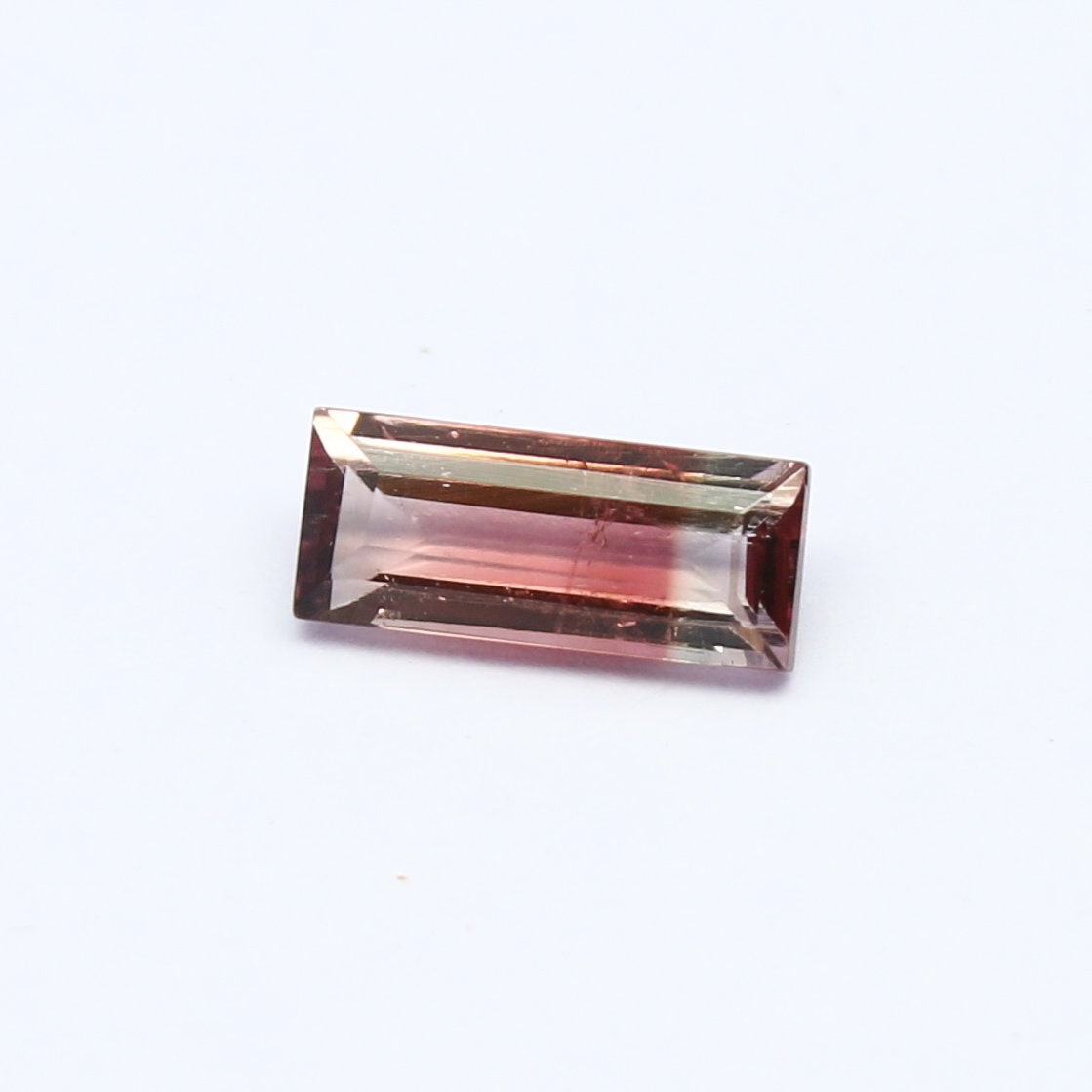 Natural Bi-color Tourmaline 1.19 Carat 9.5x4 MM Baguette Shape Faceted Gemstone