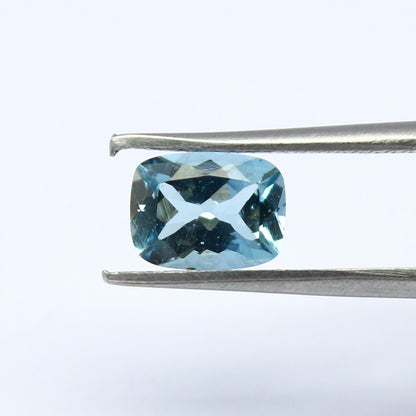 Natural Aquamarine 1.32 Carat 8x6 MM Cushion Shape Faceted Gemstone