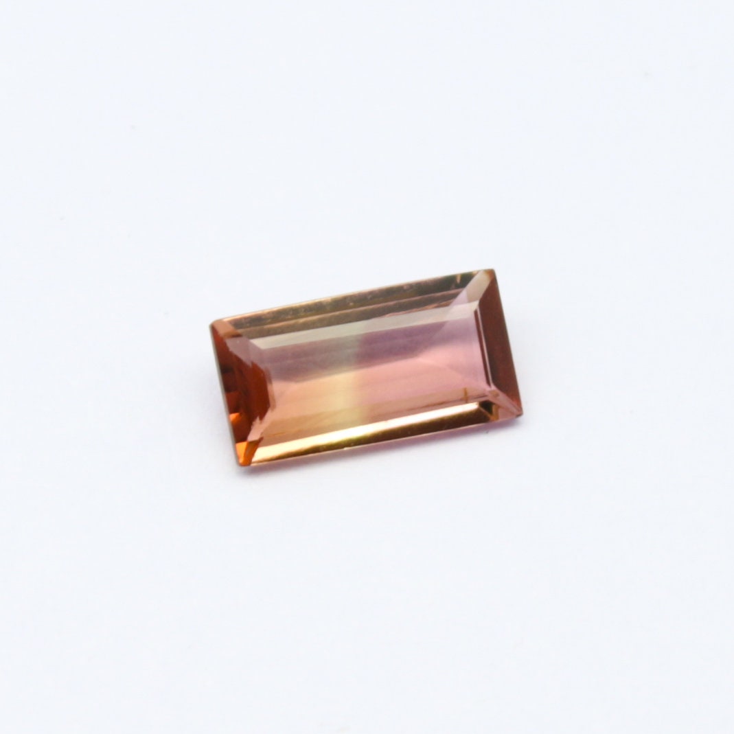 Natural Bi-color Tourmaline 1.08 Carat 9x5 MM Baguette Shape Faceted Gemstone