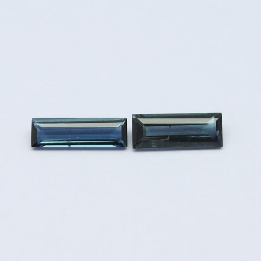 Natural Indicolite Tourmaline Lot 1.55 Carat Mix Size Baguette Shape Faceted Gemstone 2 Piece Lot