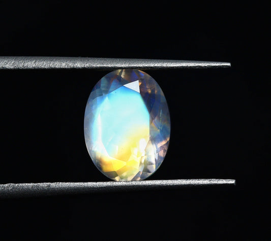 Natural Flawless Multi-Fire  Rainbow Moonstone 1.59 Carat 8.7x6.6 MM Oval Shape Faceted Gemstone