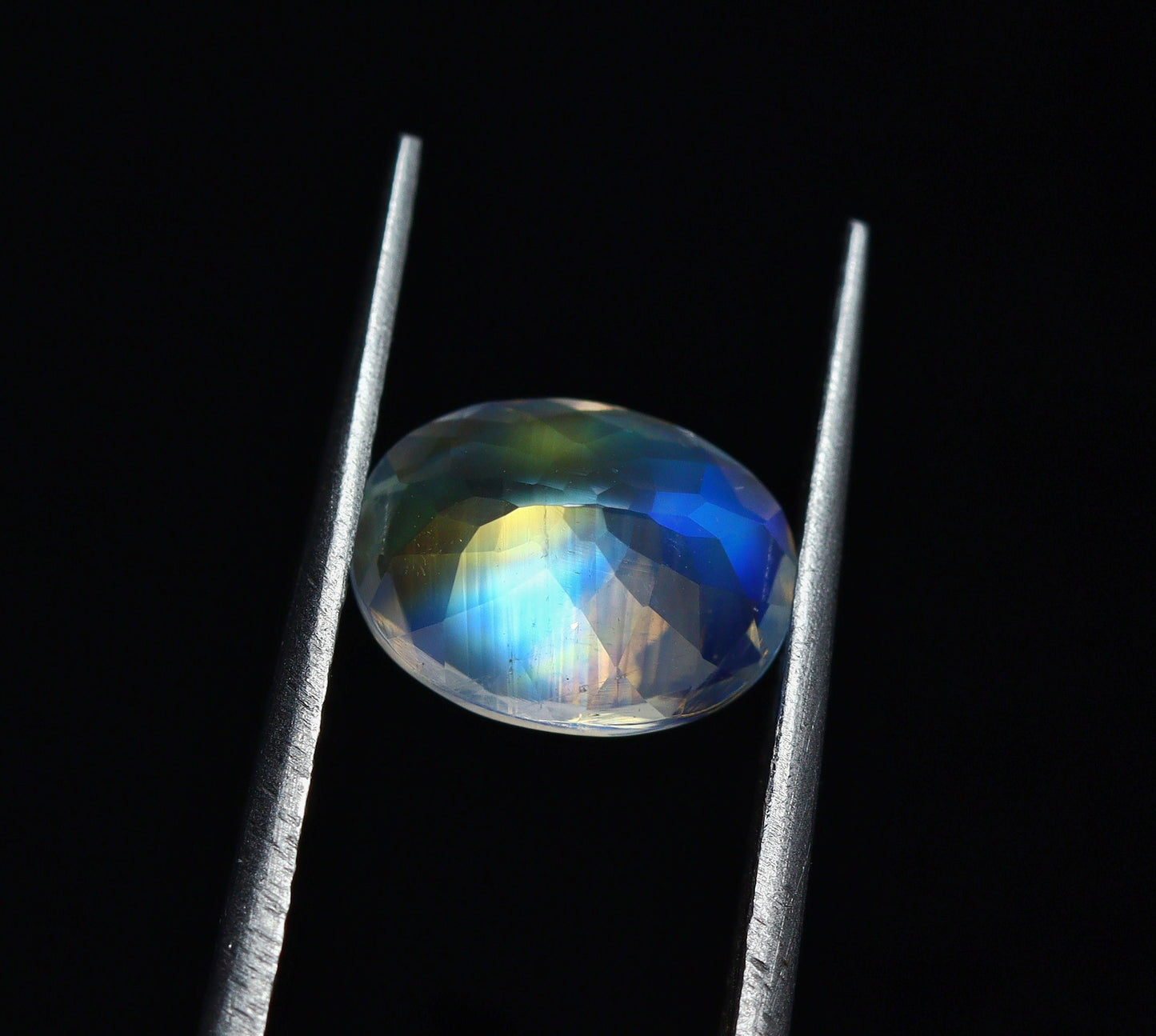 Natural Flawless Multi-Fire  Rainbow Moonstone 1.59 Carat 8.7x6.6 MM Oval Shape Faceted Gemstone