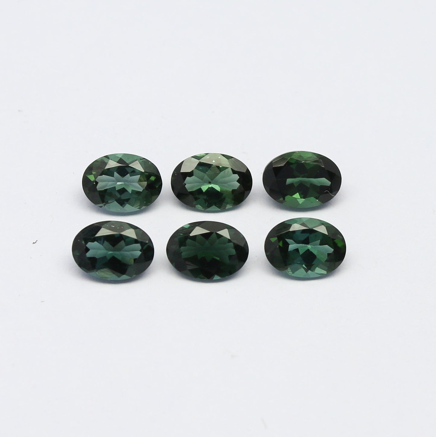 Natural Green Tourmaline Lot 4.66 Carat 7x5 MM Oval Shape Faceted Gemstone 6 Piece Lot