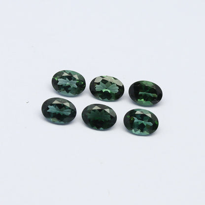 Natural Green Tourmaline Lot 4.66 Carat 7x5 MM Oval Shape Faceted Gemstone 6 Piece Lot