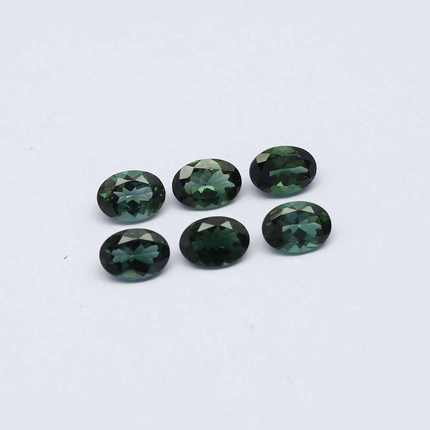 Natural Green Tourmaline Lot 4.66 Carat 7x5 MM Oval Shape Faceted Gemstone 6 Piece Lot