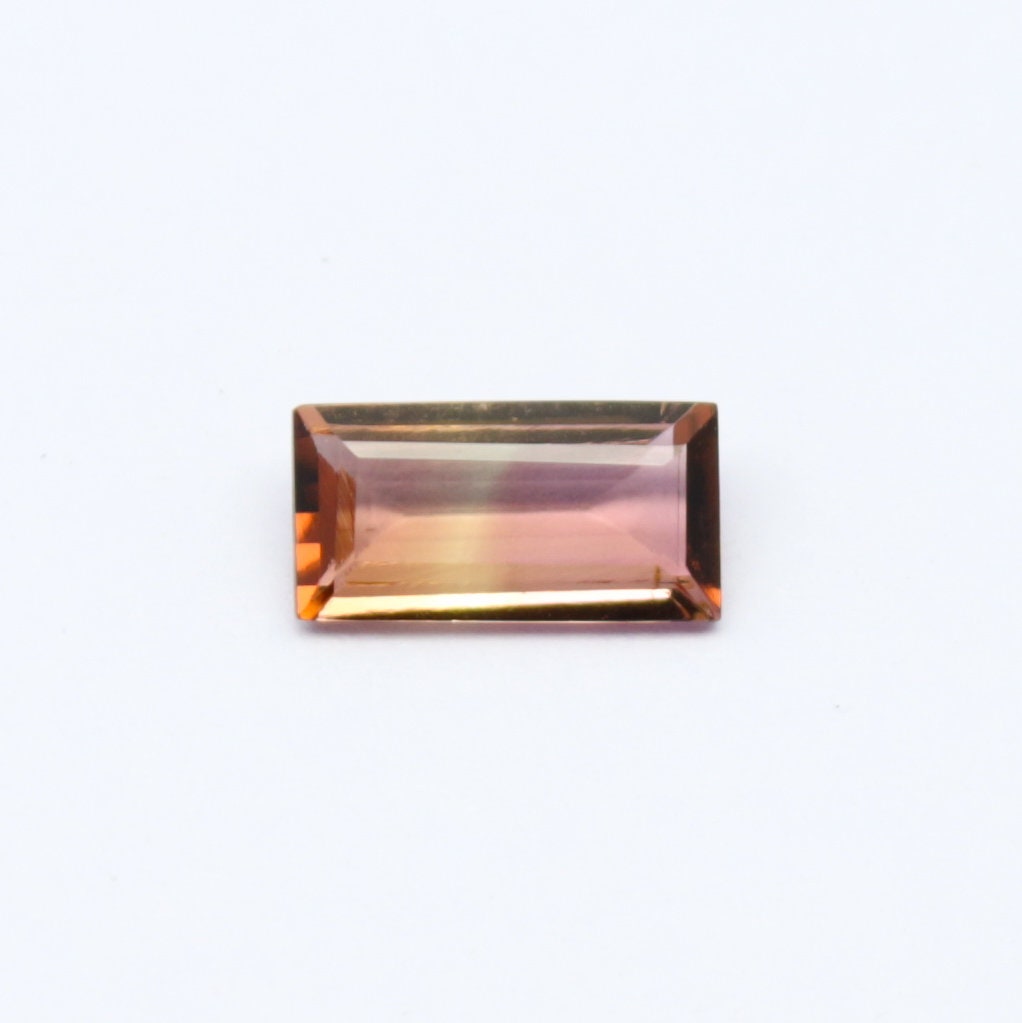 Natural Bi-color Tourmaline 1.08 Carat 9x5 MM Baguette Shape Faceted Gemstone