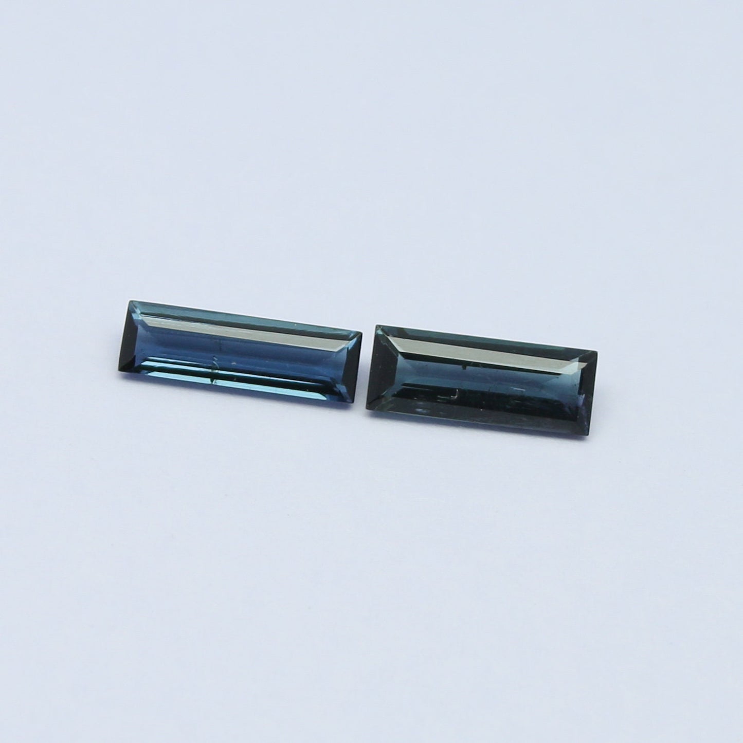 Natural Indicolite Tourmaline Lot 1.55 Carat Mix Size Baguette Shape Faceted Gemstone 2 Piece Lot