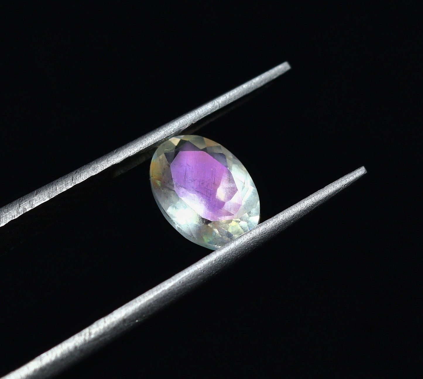 Natural Pink-Fire Rainbow Moonstone 0.54 Carat 6.5x4.5 MM Oval Shape Faceted Gemstone