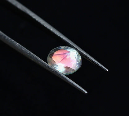 Natural Pink-Fire Rainbow Moonstone 0.78 Carat 6.8x5.4 MM Oval Shape Faceted Gemstone