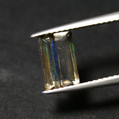 Natural Multi-Fire Rainbow Scapolite 1.14 Carat 8.8x5.5 MM Baguette Shape Faceted Gemstone