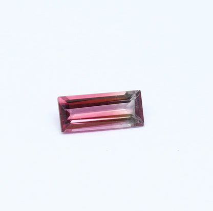 Natural Bi-Color Tourmaline 0.81 Carat 9x3.8 MM Baguette Shape Faceted Gemstone