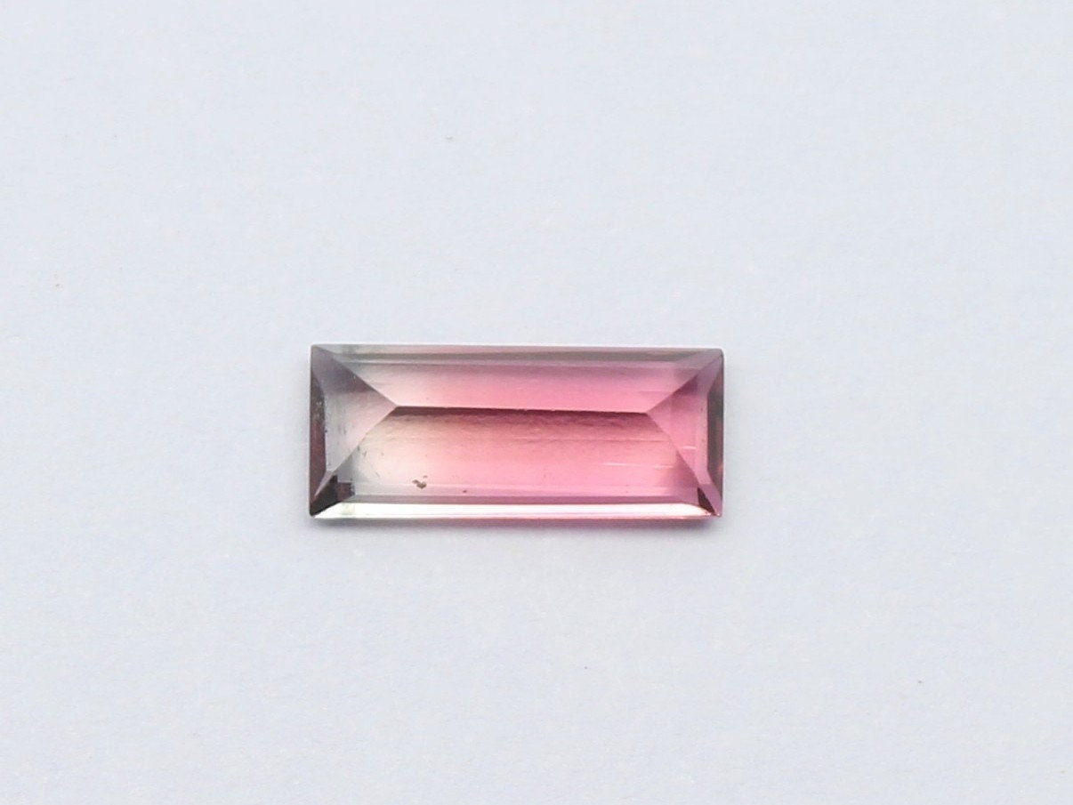 Natural Bi-Color Tourmaline 0.81 Carat 9x3.8 MM Baguette Shape Faceted Gemstone