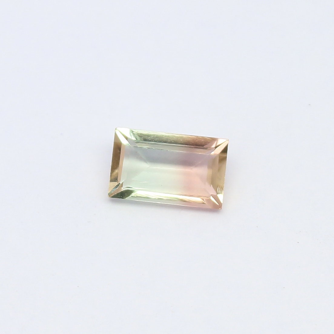 Natural Bi-Color Tourmaline 1.31 Carat 8.7x5.3 MM Baguette Shape Faceted Gemstone