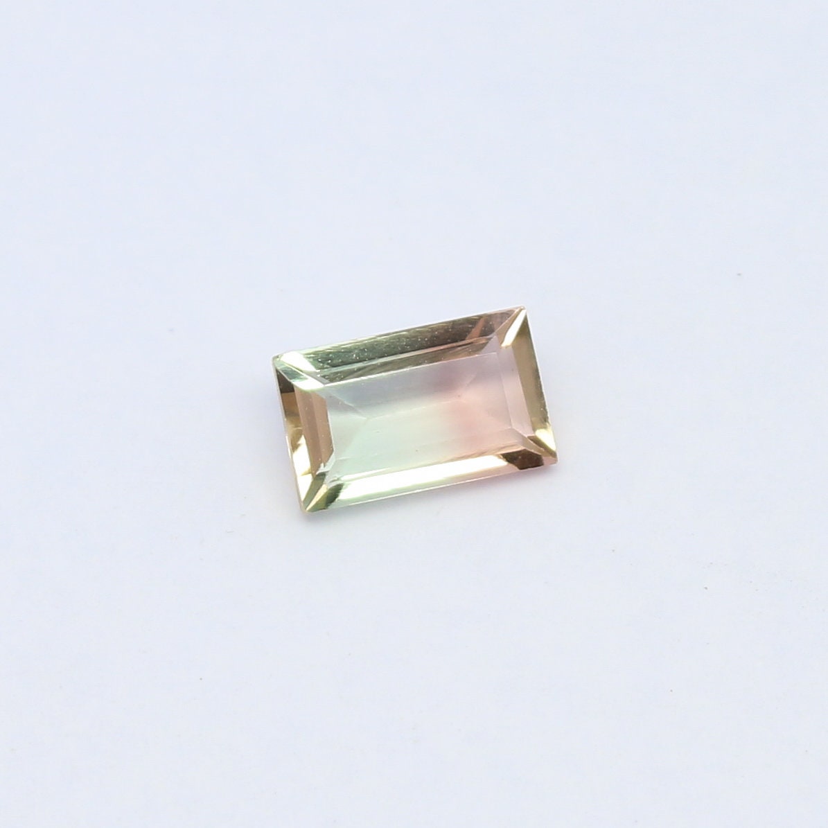 Natural Bi-Color Tourmaline 1.31 Carat 8.7x5.3 MM Baguette Shape Faceted Gemstone