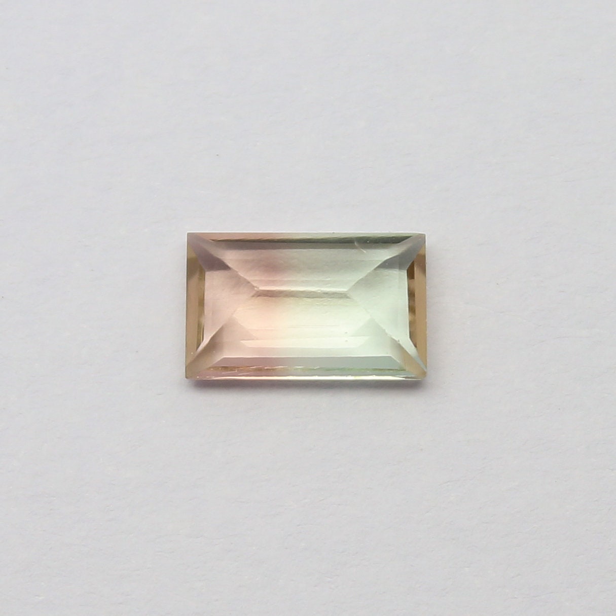 Natural Bi-Color Tourmaline 1.31 Carat 8.7x5.3 MM Baguette Shape Faceted Gemstone