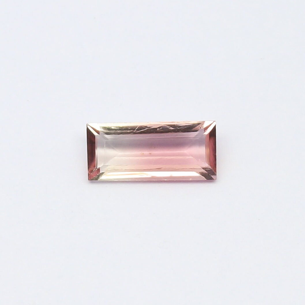 Natural Bi-Color Tourmaline 1.18 Carat 10.2x4.7 MM Baguette Shape Faceted Gemstone