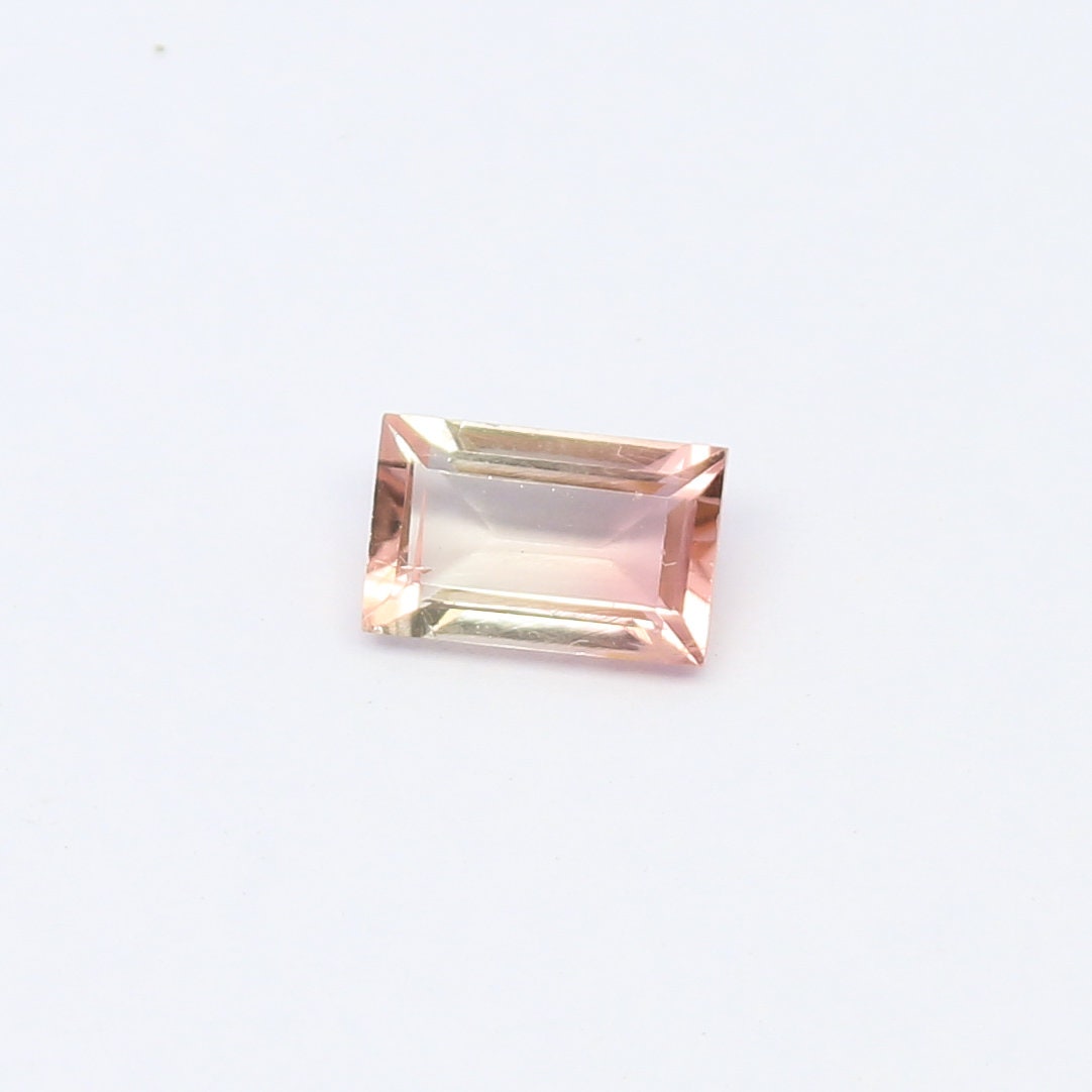 Natural Bi-Color Tourmaline 1.20 Carat 7.8x5 MM Baguette Shape Faceted Gemstone