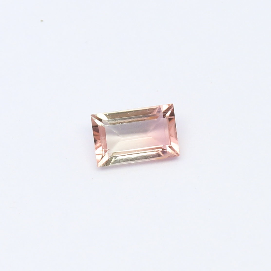 Natural Bi-Color Tourmaline 1.20 Carat 7.8x5 MM Baguette Shape Faceted Gemstone