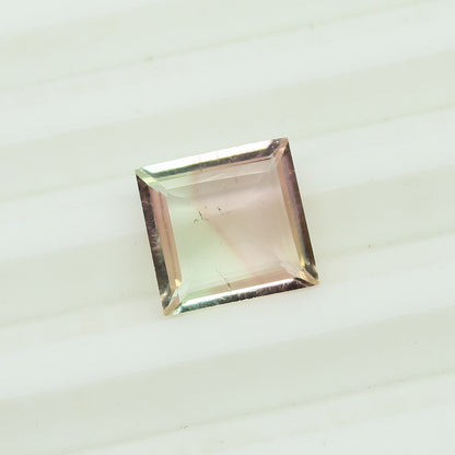 Natural Bi-Color Tourmaline 3.95 Carat 10.8x10.2 MM Square Shape Faceted Gemstone