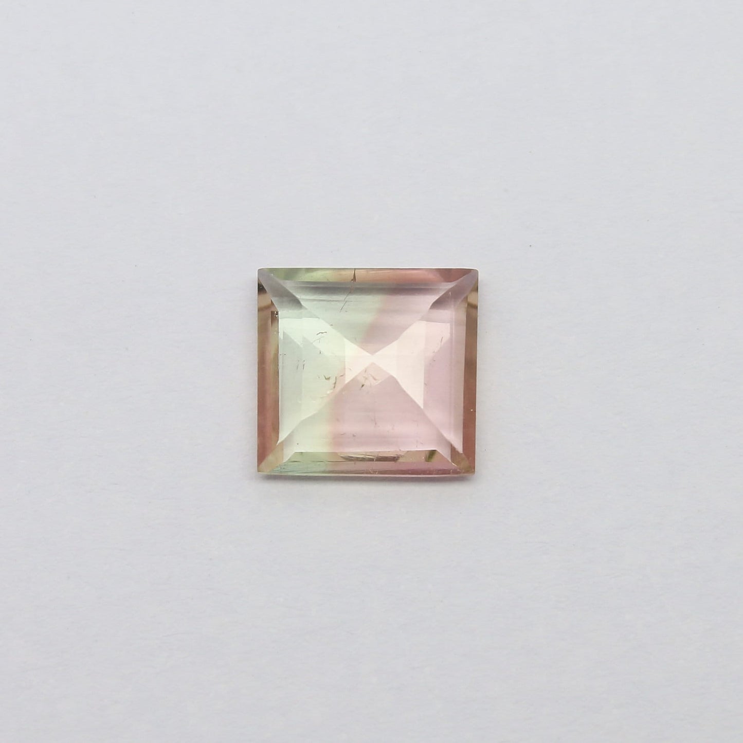 Natural Bi-Color Tourmaline 3.95 Carat 10.8x10.2 MM Square Shape Faceted Gemstone