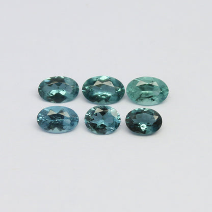 Natural Indicolite Tourmaline Lot 2.06 Carat Mix Size Oval Shape Faceted Gemstone 6 Piece Lot