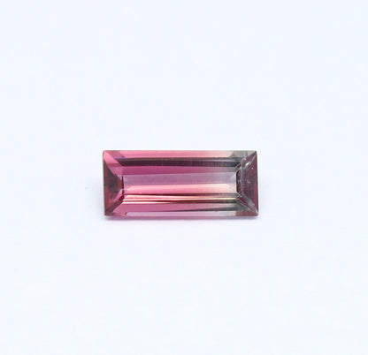 Natural Bi-Color Tourmaline 0.81 Carat 9x3.8 MM Baguette Shape Faceted Gemstone