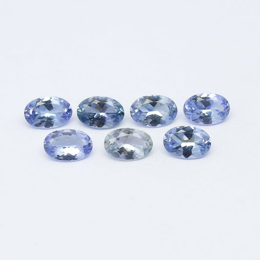 Natural Flawless Tanzanite Lot 3.07 Carat 6x4 MM Oval Shape Faceted Gemstone 7 Piece Lot