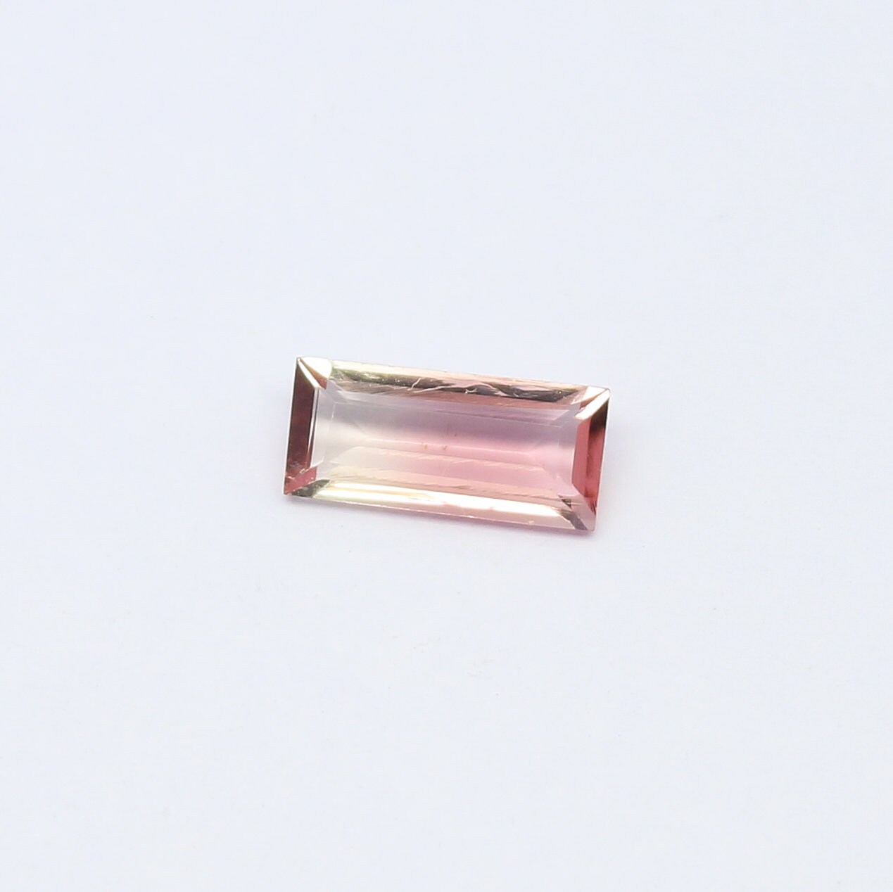 Natural Bi-Color Tourmaline 1.18 Carat 10.2x4.7 MM Baguette Shape Faceted Gemstone