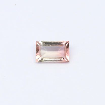 Natural Bi-Color Tourmaline 1.20 Carat 7.8x5 MM Baguette Shape Faceted Gemstone