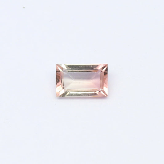 Natural Bi-Color Tourmaline 1.20 Carat 7.8x5 MM Baguette Shape Faceted Gemstone