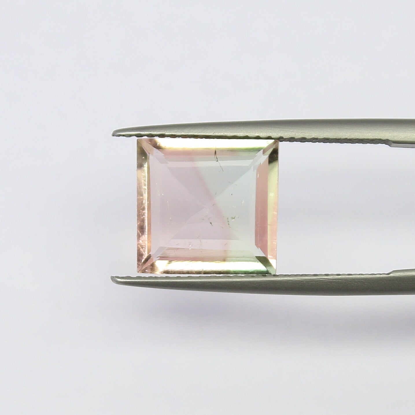 Natural Bi-Color Tourmaline 3.95 Carat 10.8x10.2 MM Square Shape Faceted Gemstone