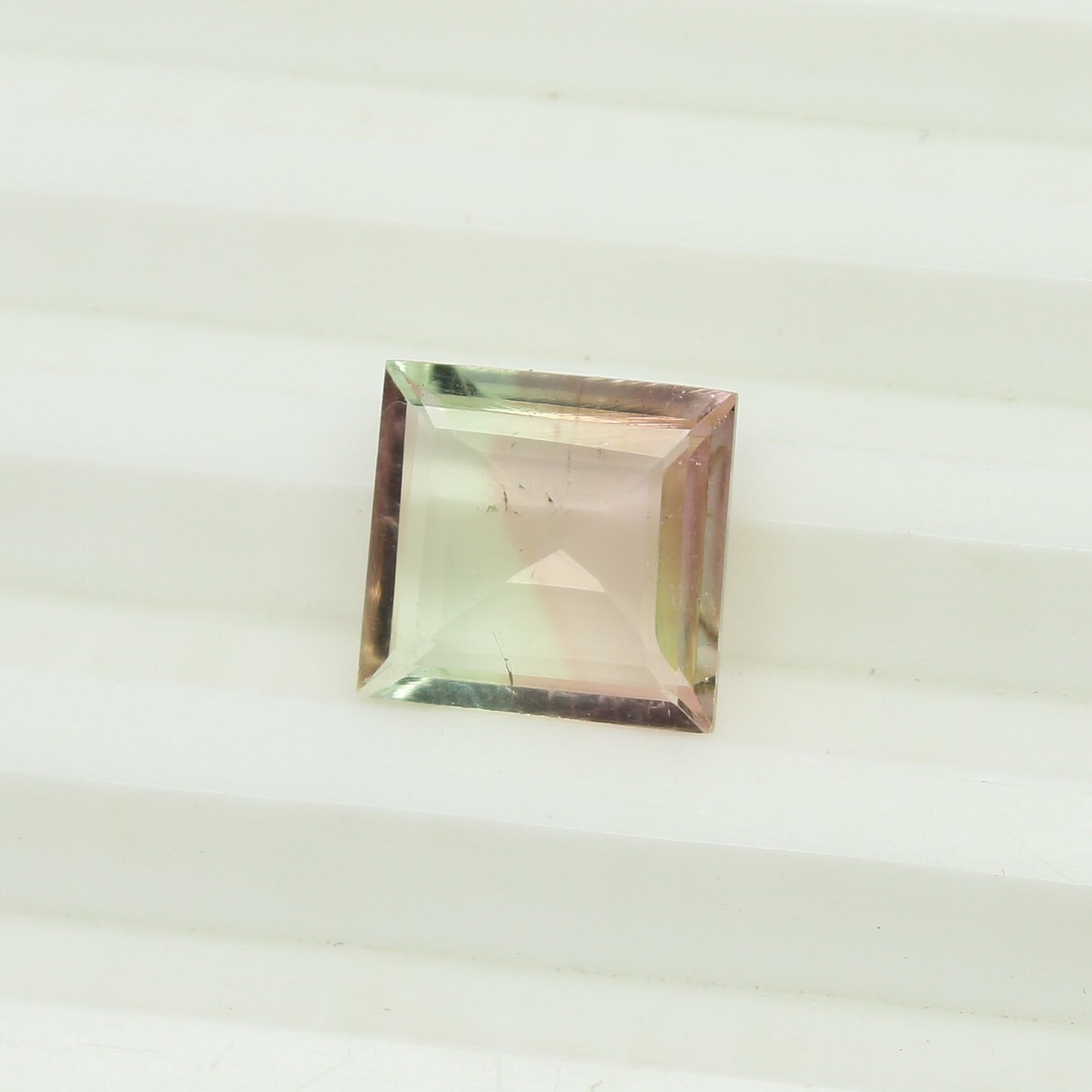 Natural Bi-Color Tourmaline 3.95 Carat 10.8x10.2 MM Square Shape Faceted Gemstone