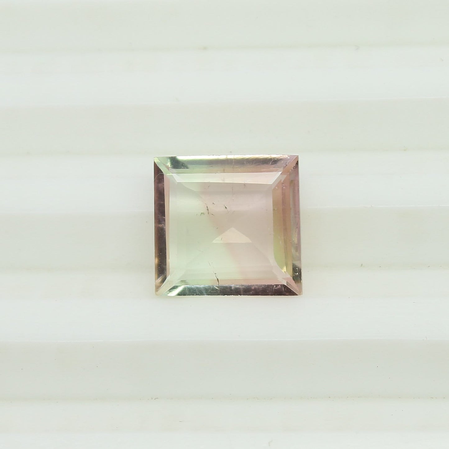 Natural Bi-Color Tourmaline 3.95 Carat 10.8x10.2 MM Square Shape Faceted Gemstone