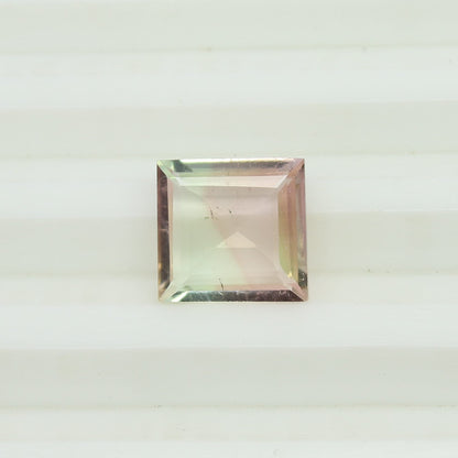 Natural Bi-Color Tourmaline 3.95 Carat 10.8x10.2 MM Square Shape Faceted Gemstone