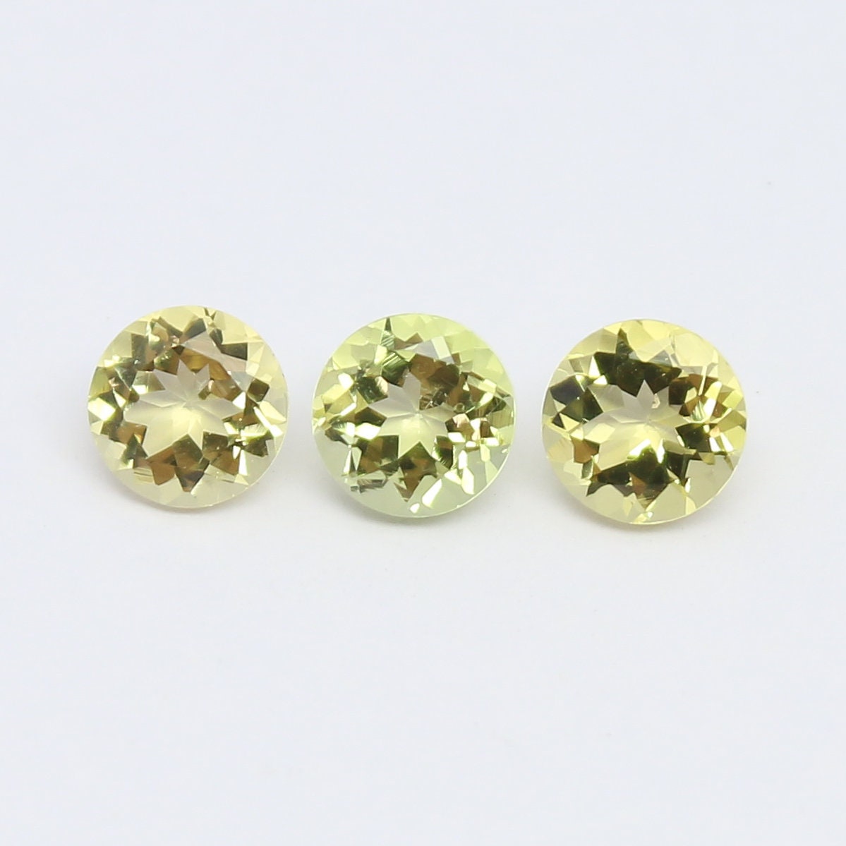 Natural Heliodor Aquamarine Lot 1.38 Carat 5x5 MM Round Shape Faceted Yellow Aquamarine Faceted Gemstone 3 Piece Lot