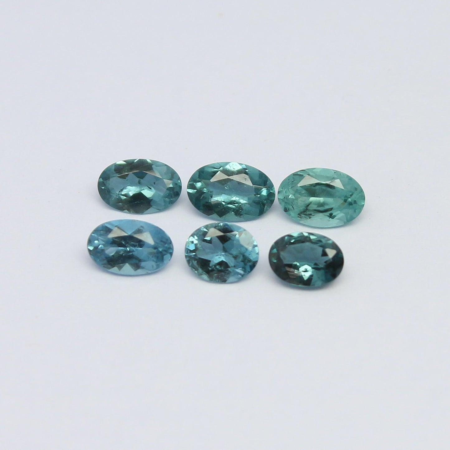 Natural Indicolite Tourmaline Lot 2.06 Carat Mix Size Oval Shape Faceted Gemstone 6 Piece Lot