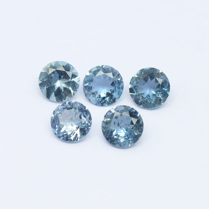 Natural Santa Maria Aquamarine Lot 1.85 Carat 5x5 Round Shape Faceted Gemstone 5 Piece Lot