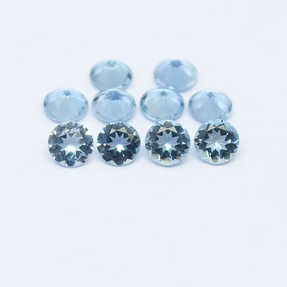 Natural Santa Maria Aquamarine Lot 2.07 Carat 4x4 Round Shape Faceted Gemstone 10 Piece Lot