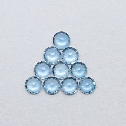 Natural Santa Maria Aquamarine Lot 2.07 Carat 4x4 Round Shape Faceted Gemstone 10 Piece Lot