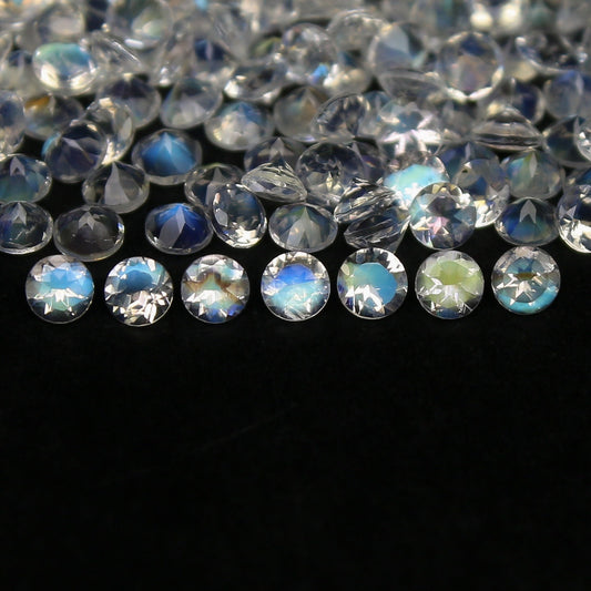 Natural Multi-Fire Rainbow Moonstone (Andesine Labradorite) Lot 2.5x2.5 MM Round Shape Faceted Gemstone