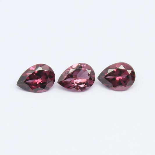 Natural Pink Rhodolite Lot 2.27 Carat 7x5 MM Pear Shape Faceted Gemstone 3 Piece Lot