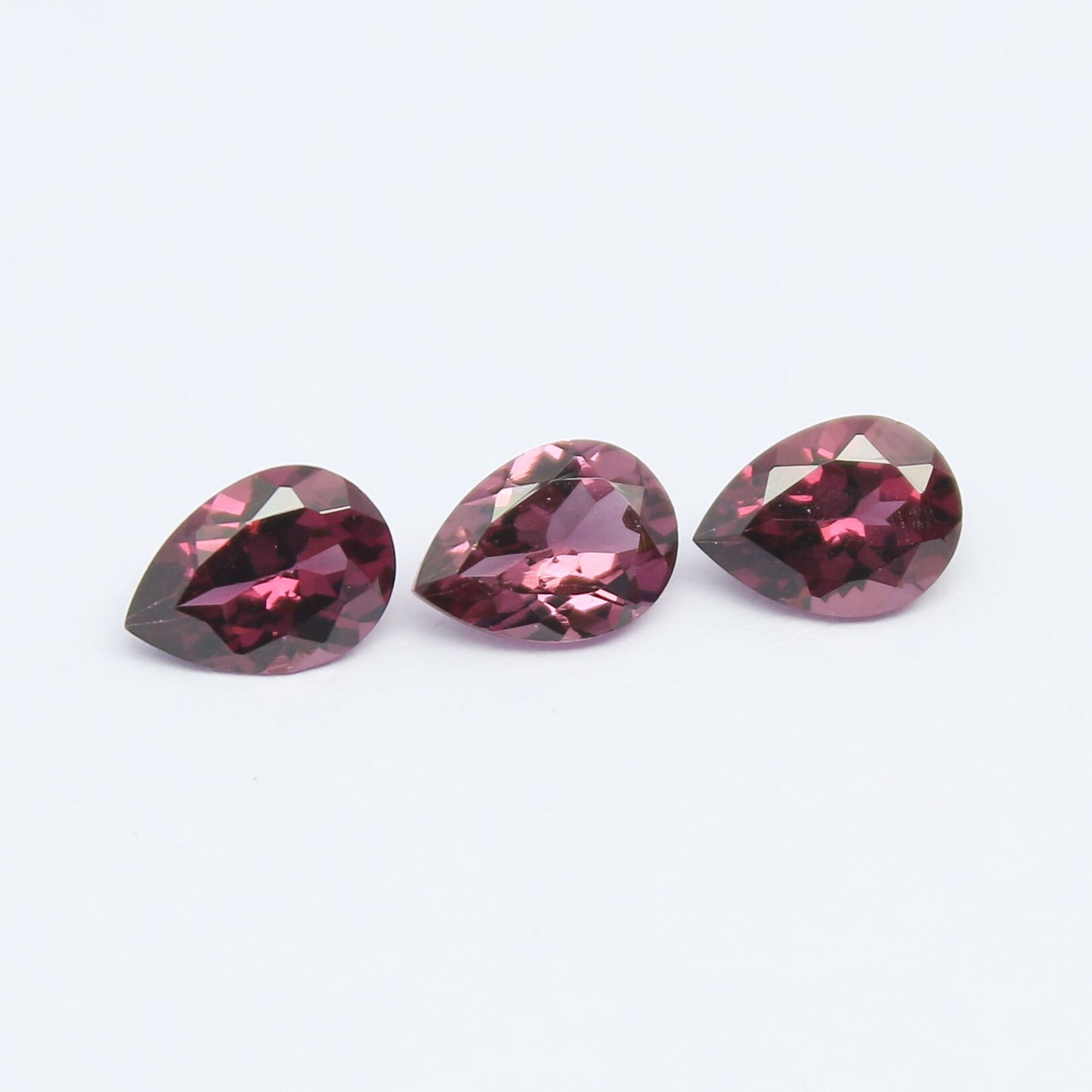 Natural Pink Rhodolite Lot 2.27 Carat 7x5 MM Pear Shape Faceted Gemstone 3 Piece Lot