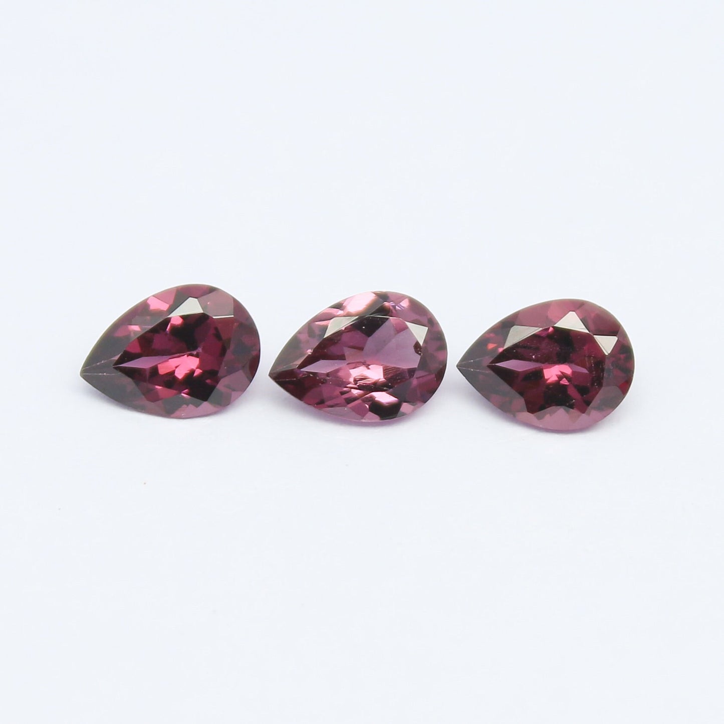 Natural Pink Rhodolite Lot 2.27 Carat 7x5 MM Pear Shape Faceted Gemstone 3 Piece Lot