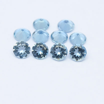 Natural Santa Maria Aquamarine Lot 2.07 Carat 4x4 Round Shape Faceted Gemstone 10 Piece Lot