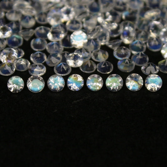 Natural Multi-Fire Rainbow Moonstone (Andesine Labradorite) Lot 2x2 MM Round Shape Faceted Gemstone