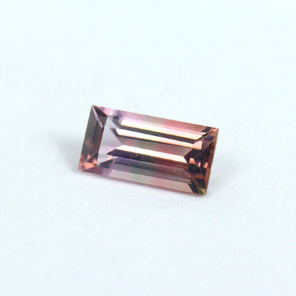 Natural Tri-color Tourmaline 0.88 Carat 8x4 MM Baguette Shape Faceted Gemstone